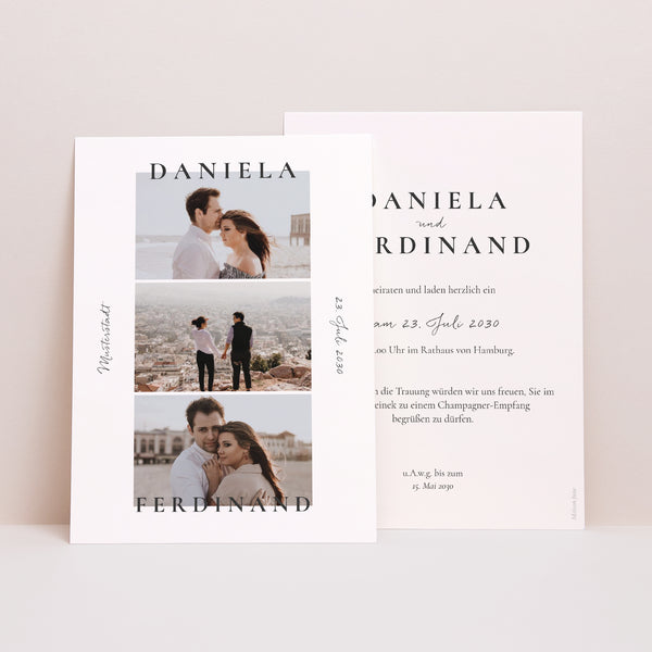 Hochzeitseinladung Trio & Typo foto