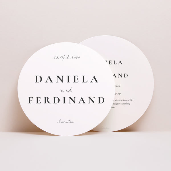 Hochzeitseinladung Rund Trio & Typo foto