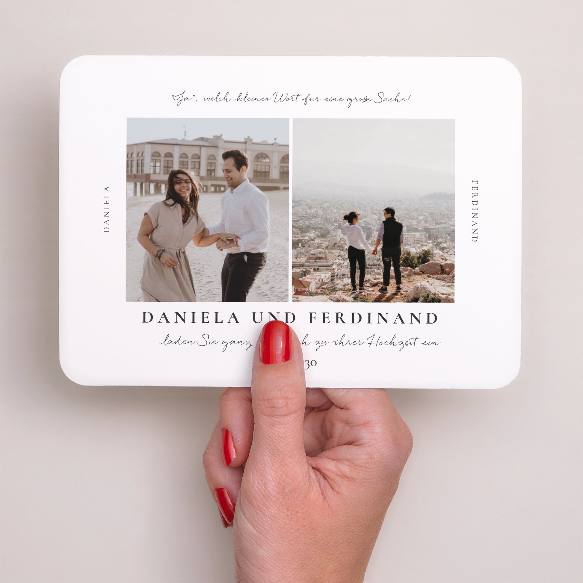 Hochzeitseinladung Landschaft, abgerundete Ränder Trio & Typo foto N° 2