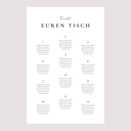 Sitzplan Hochzeit Porträt Trio & Typo
