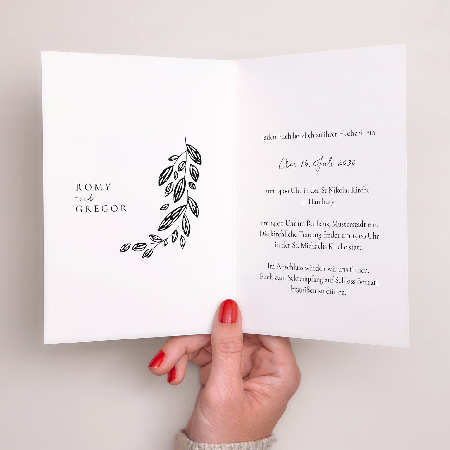 Hochzeitseinladung Doppelflügelporträt Arche Vegetal foto N° 2