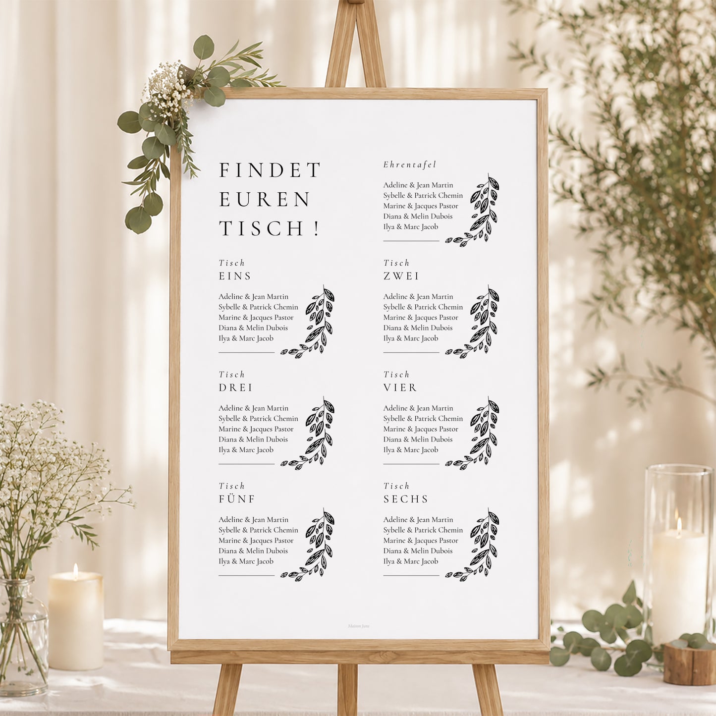 Sitzplan Hochzeit Porträt Arche Vegetal foto N° 1