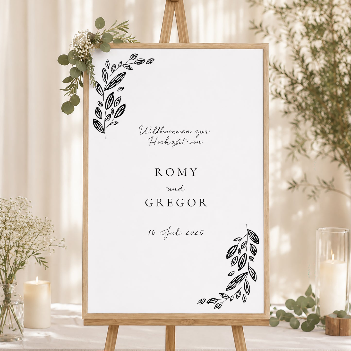 Begrüßungstafel Hochzeit Porträt 60 x 90 cm Arche Vegetal foto N° 1