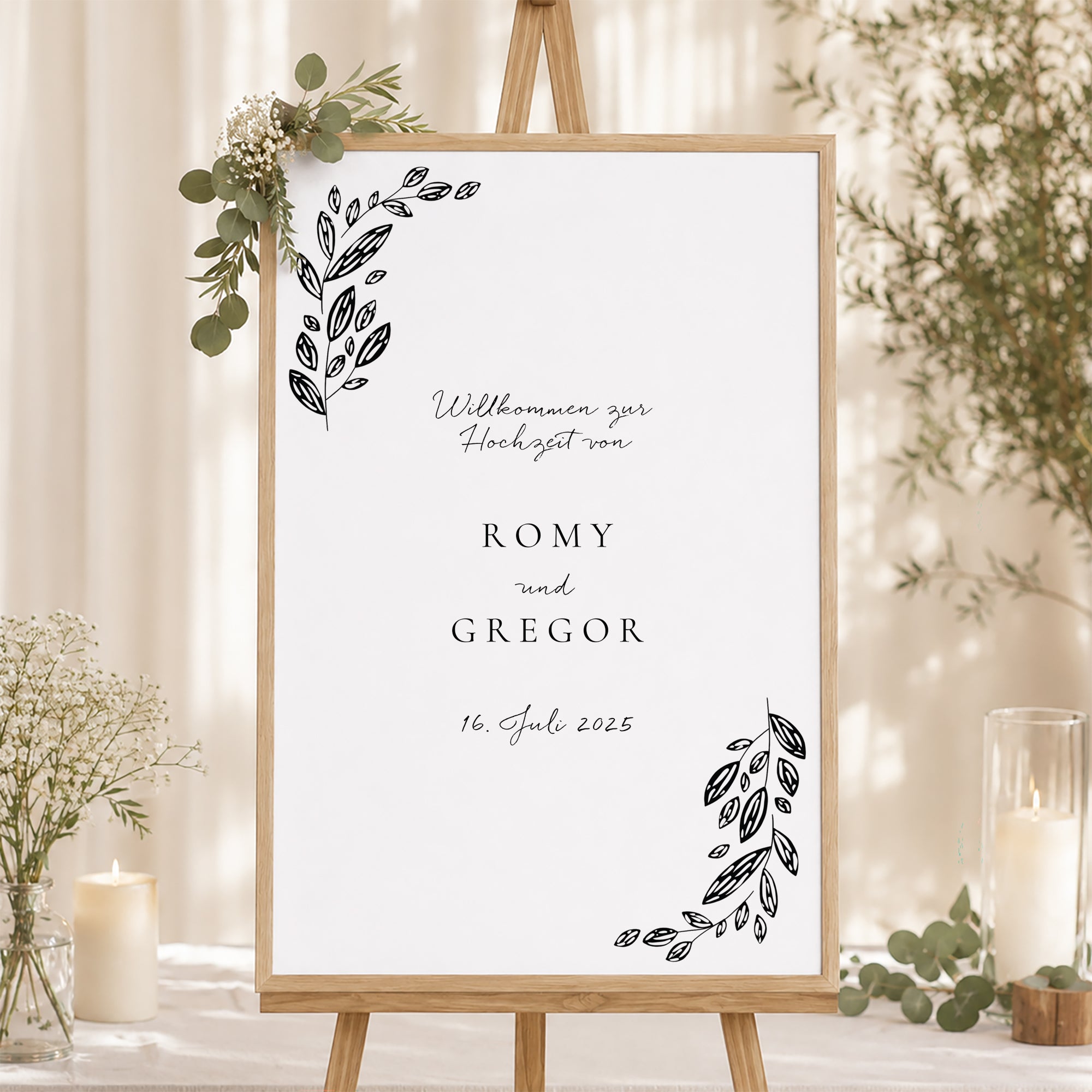 Begrüßungstafel Hochzeit Porträt 60 x 90 cm Arche Vegetal foto N° 1