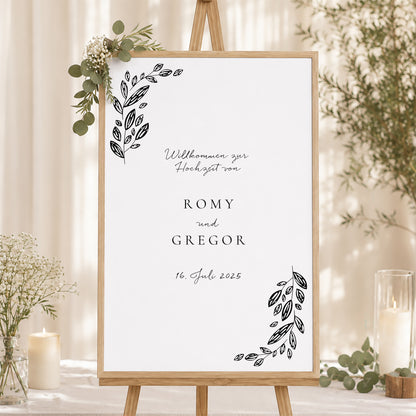 Begrüßungstafel Hochzeit Porträt 60 x 90 cm Arche Vegetal foto N° 1