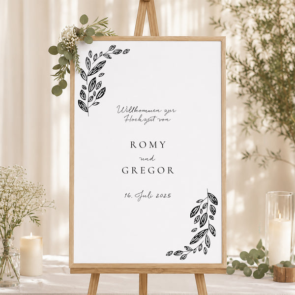 Begrüßungstafel Hochzeit Porträt 60 x 90 cm Arche Vegetal foto