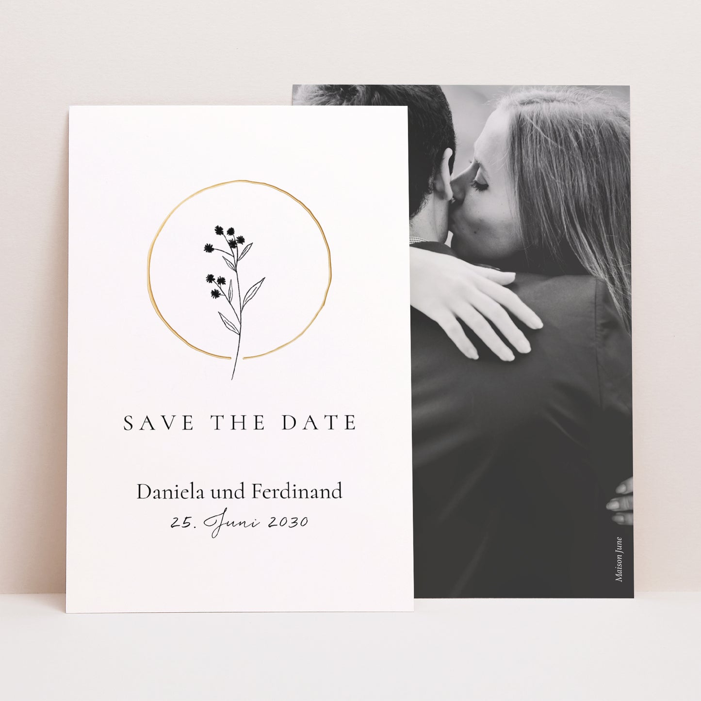 Save the date Karte Hochzeit PortraitPorträt Alliance Végétale foto N° 1