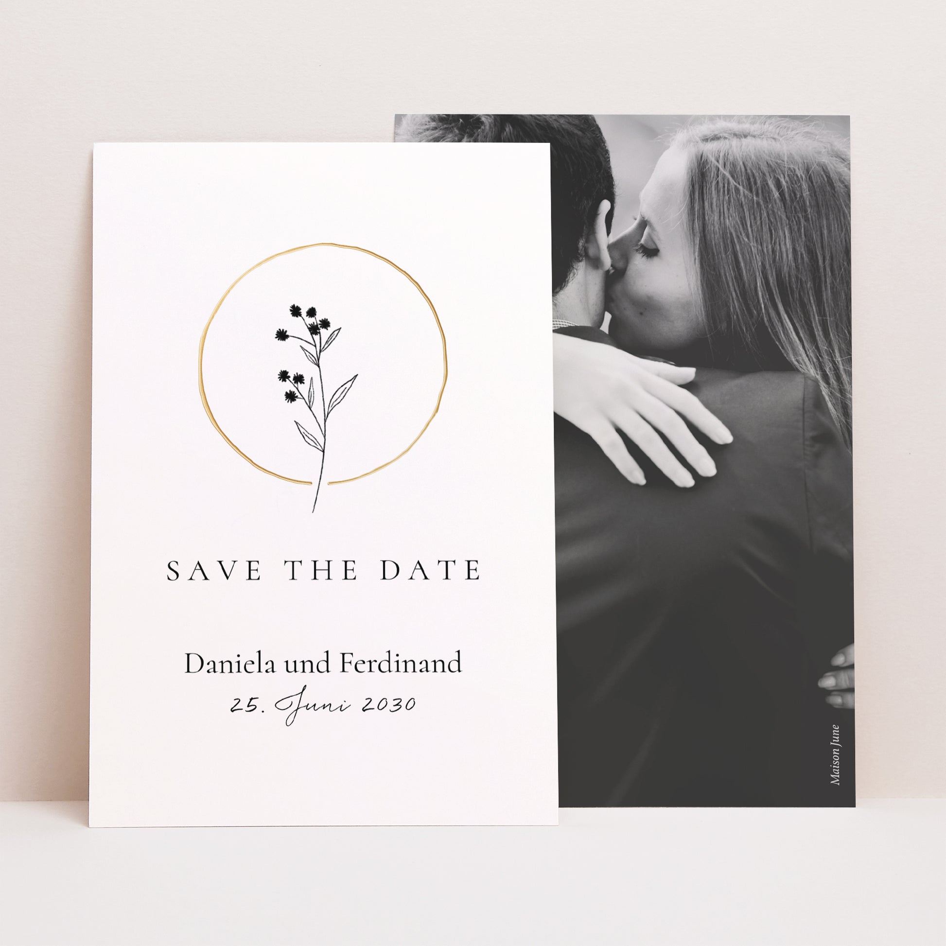 Save the date Karte Hochzeit PortraitPorträt Alliance Végétale foto N° 1