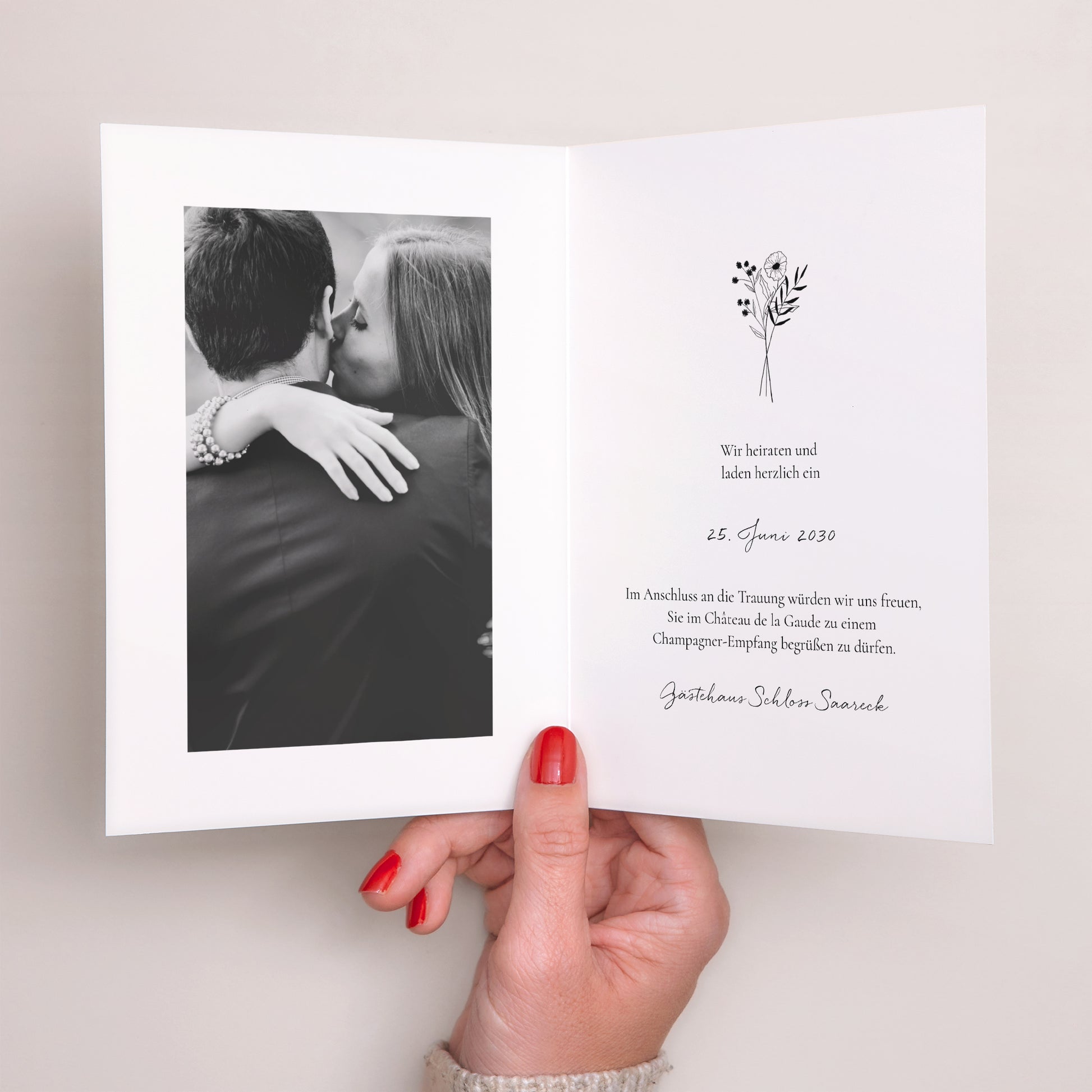 Hochzeitseinladung Doppelflügelporträt Alliance Végétale foto N° 2