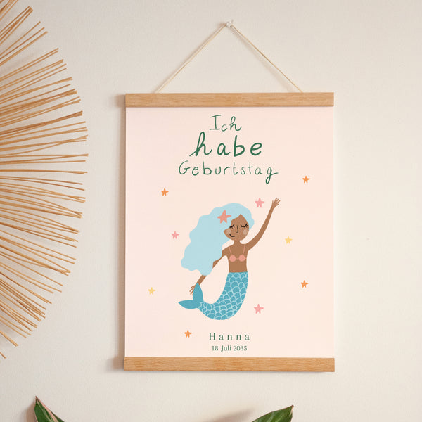 Poster Kindergeburtstag Porträt Hübsche Meerjungfrau foto