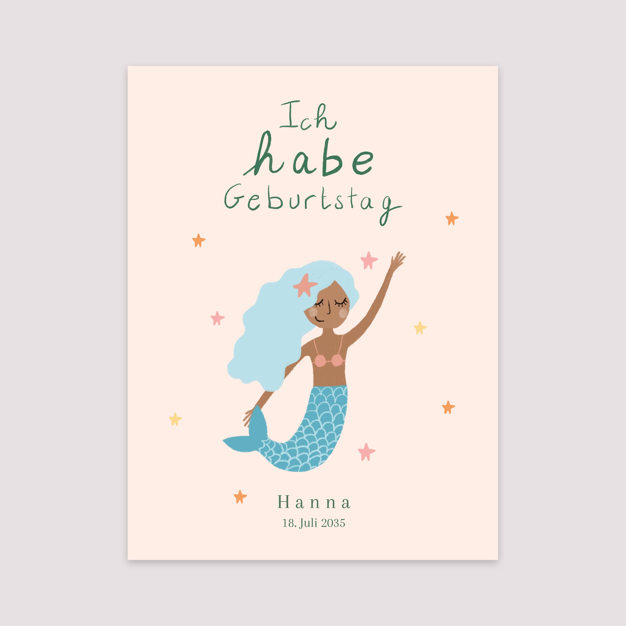 Poster Kindergeburtstag Porträt Hübsche Meerjungfrau foto N° 2