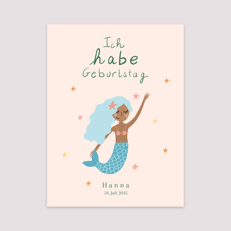 Poster Kindergeburtstag Porträt Hübsche Meerjungfrau