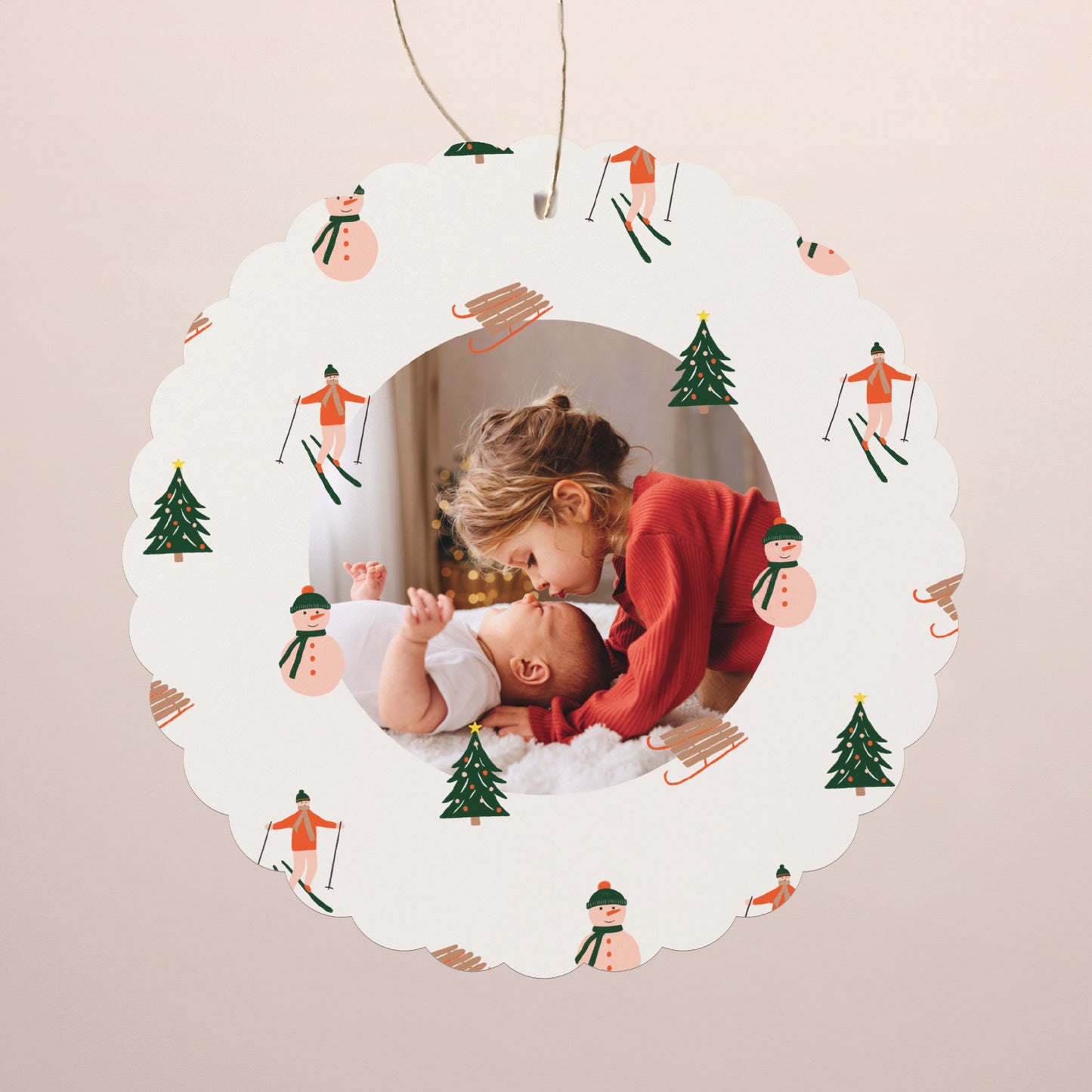 Weihnachtskarte Weihnachten Zum Aufhängen Der Skifahrer foto N° 1