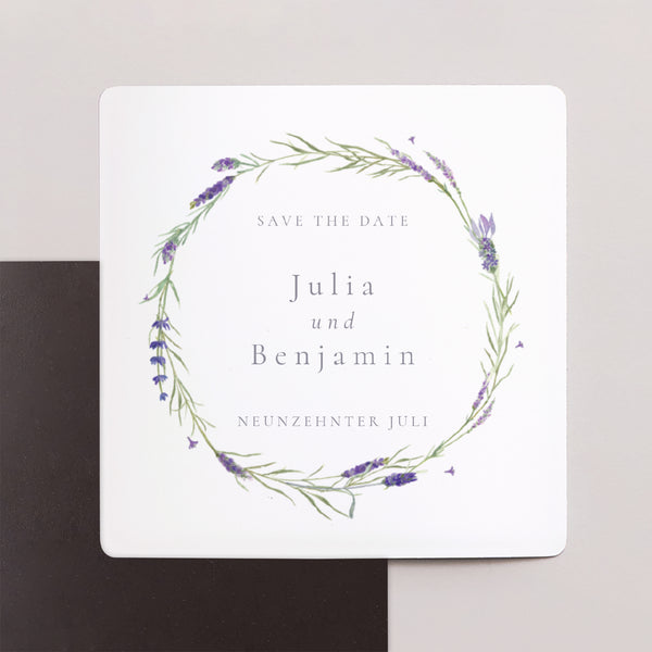 Save the date Karte Hochzeit Satz von 9, magnetisch. Lavendel Aquarell foto