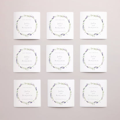 Save the date Karte Hochzeit Satz von 9, magnetisch. Lavendel Aquarell foto N° 3