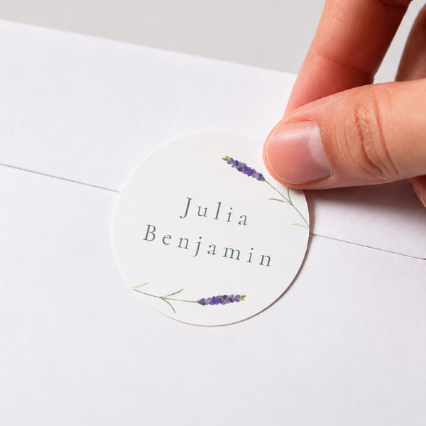 Sticker Hochzeit Rund Lavendel Aquarell foto