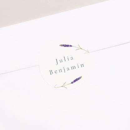 Sticker Hochzeit Rund Lavendel Aquarell foto N° 2