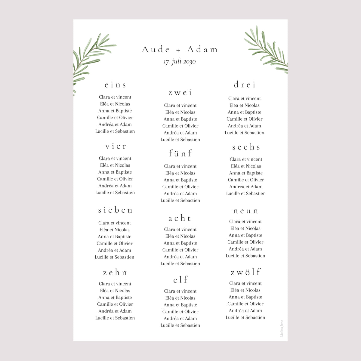 Sitzplan Hochzeit Porträt Rosmarin aus der Provence foto N° 2
