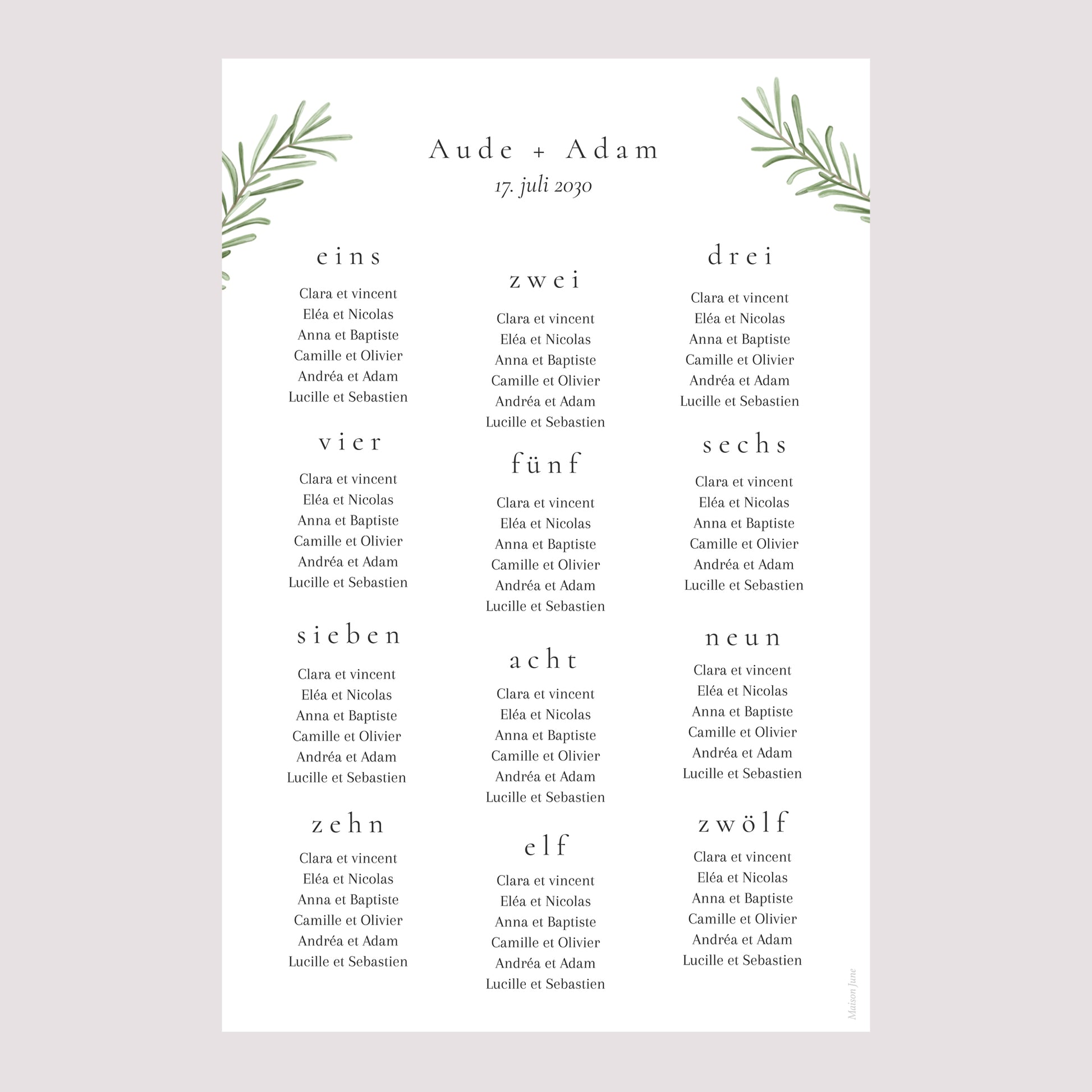 Sitzplan Hochzeit Porträt Rosmarin aus der Provence foto N° 2