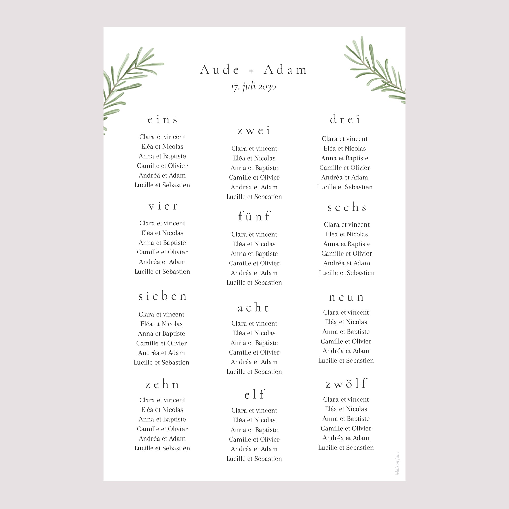 Sitzplan Hochzeit Porträt Rosmarin aus der Provence foto N° 2