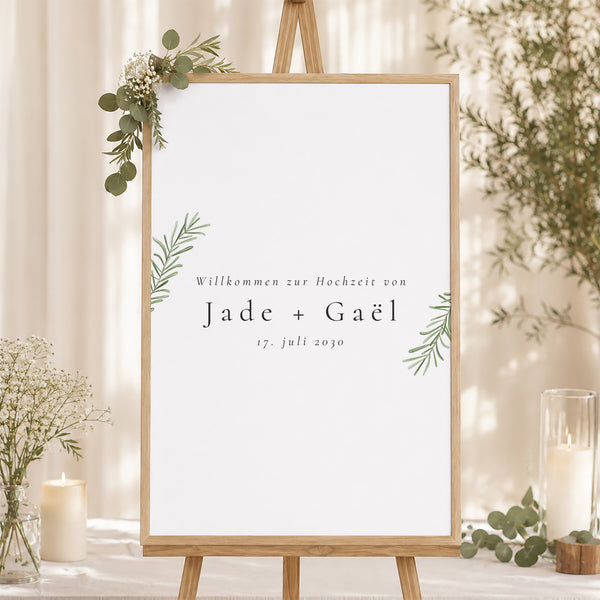 Begrüßungstafel Hochzeit Porträt 60 x 90 cm Rosmarin aus der Provence foto