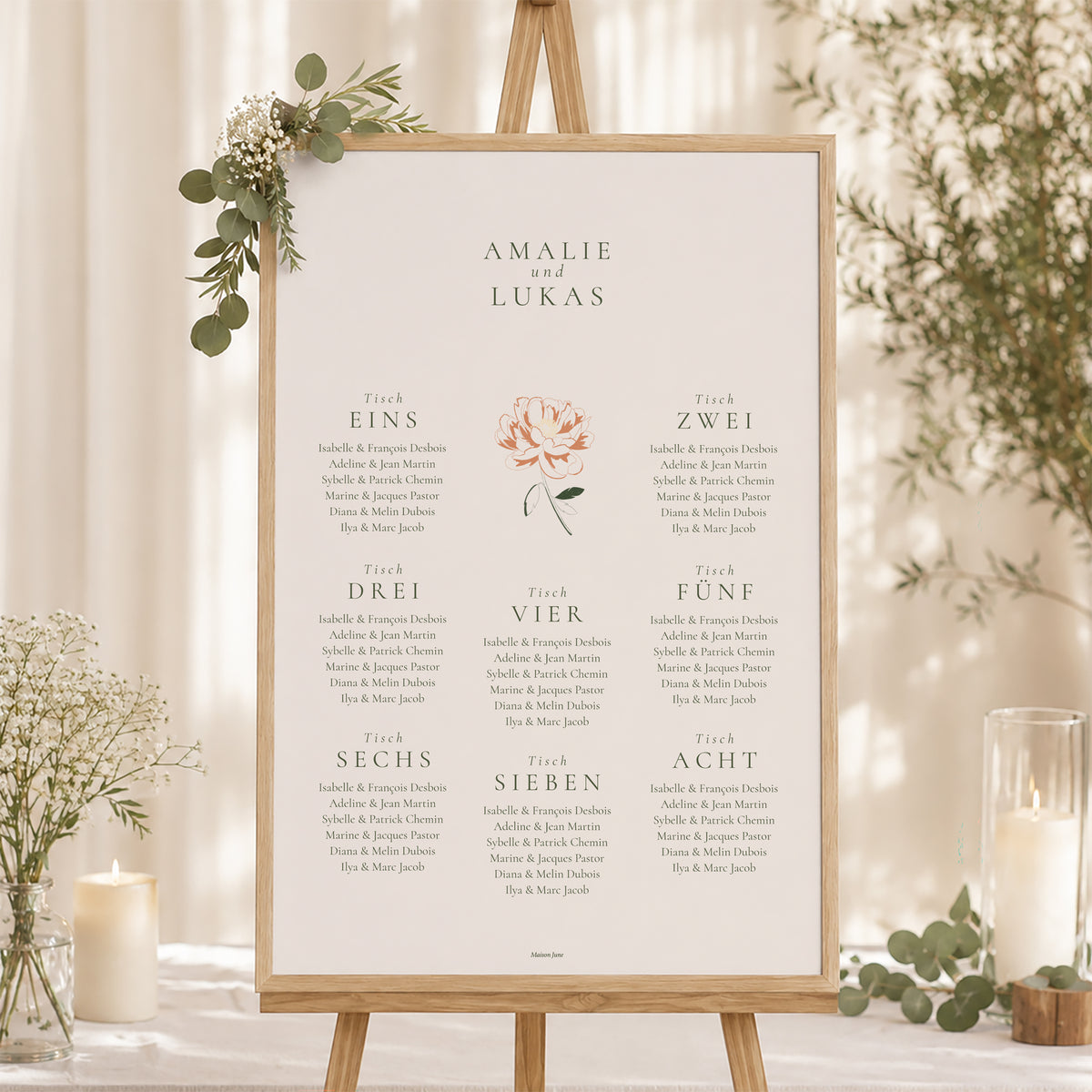 Sitzplan Hochzeit Porträt Liberty Poudré foto N° 1