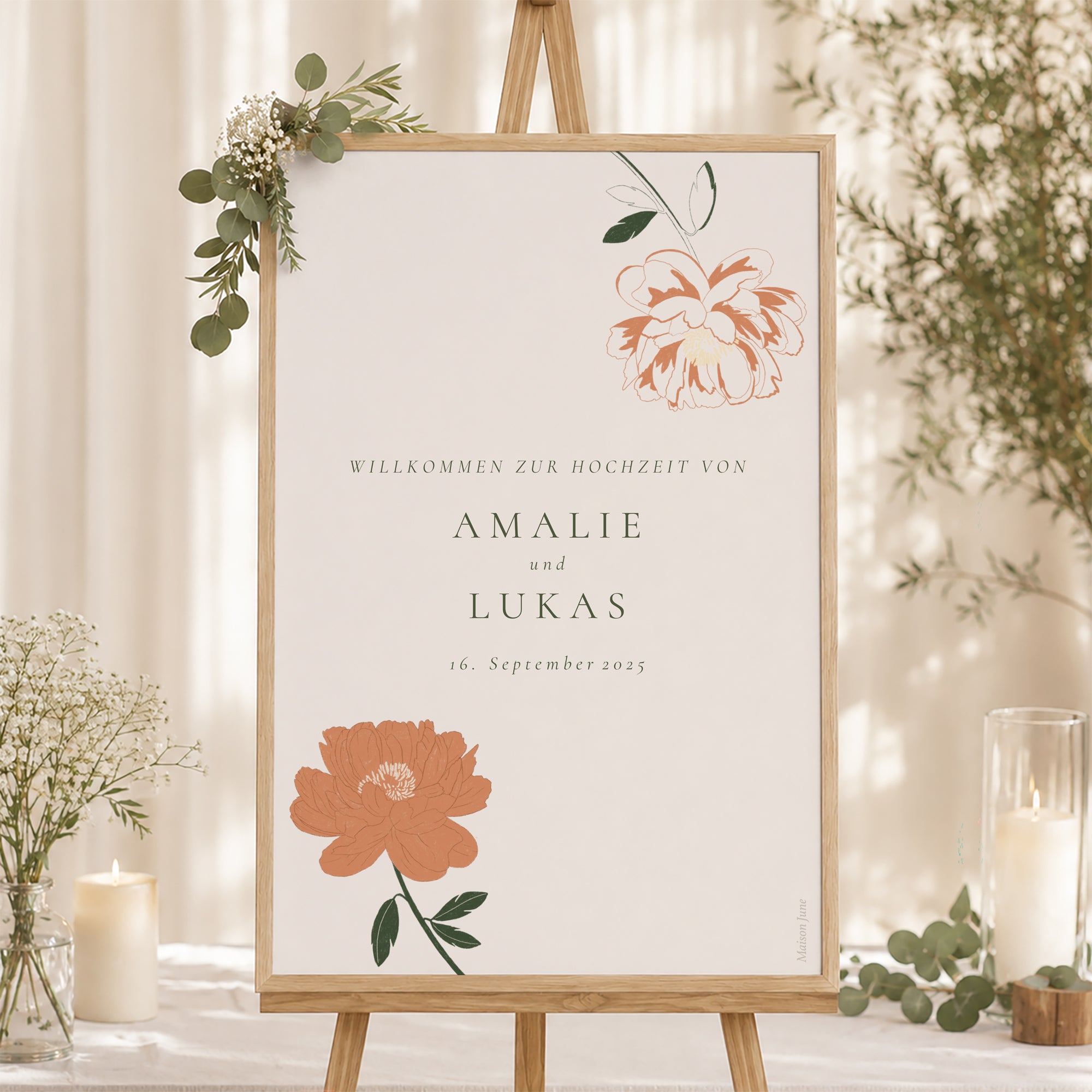 Begrüßungstafel Hochzeit Porträt 60 x 90 cm Liberty Poudré foto N° 1