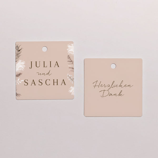 Vorgelochtes Etikett Hochzeit quadratisch Bohemian Floral foto