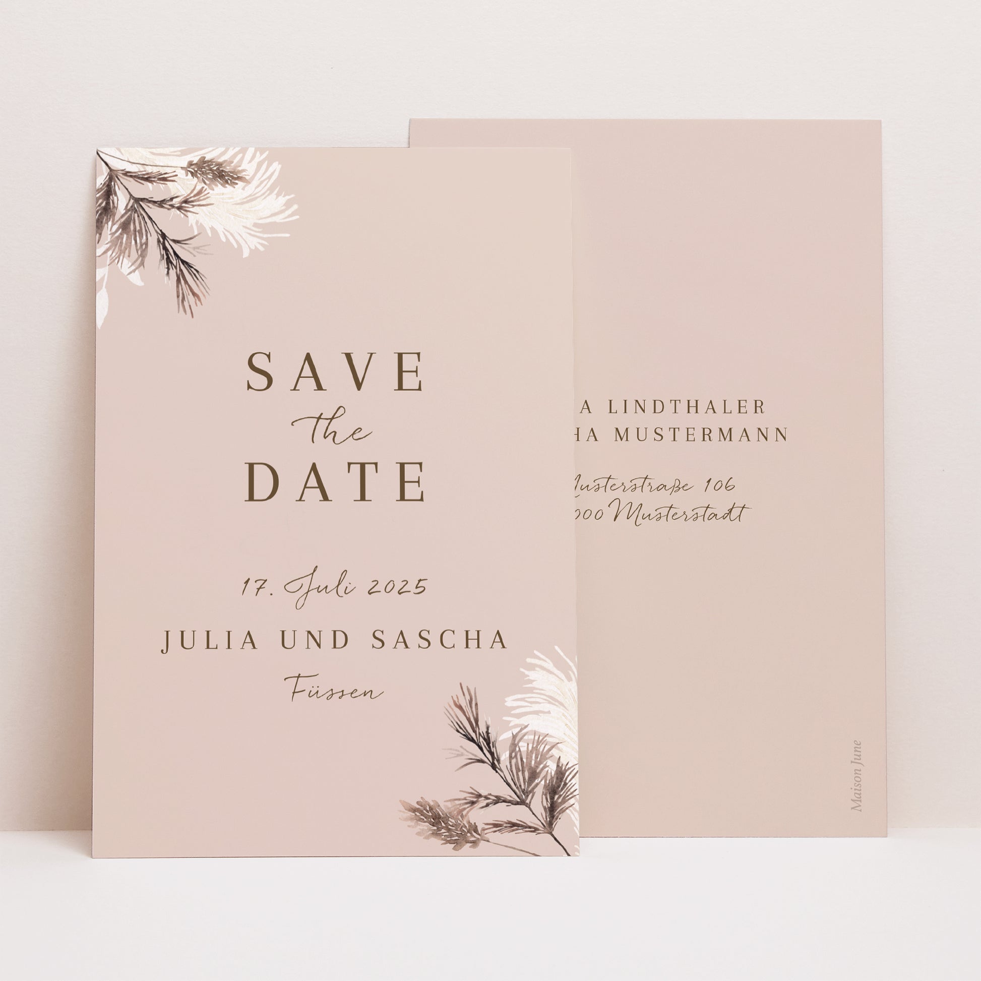 Save the date Karte Hochzeit PortraitPorträt Bohemian Floral foto N° 1