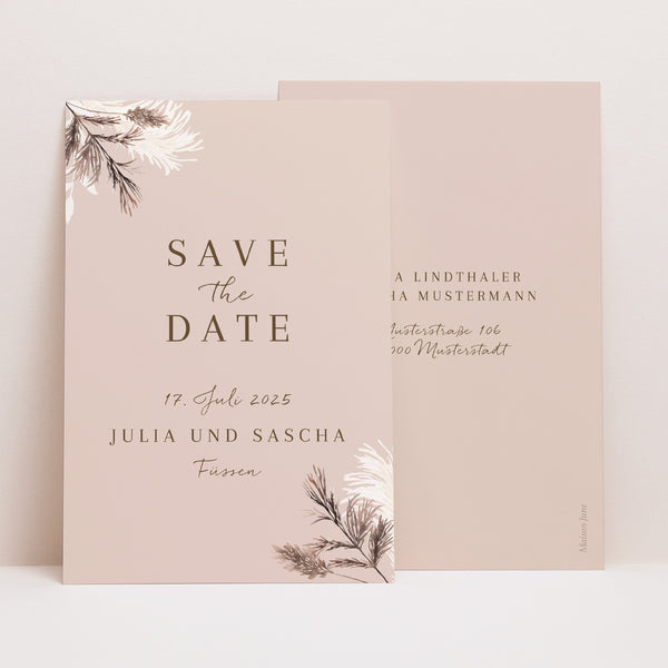 Save the date Karte Hochzeit PortraitPorträt Bohemian Floral foto