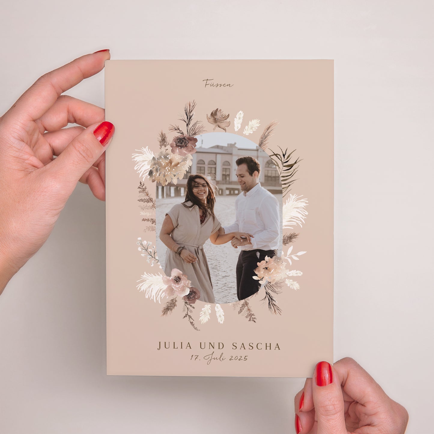 Hochzeitseinladung Porträt Bohemian Floral foto N° 2