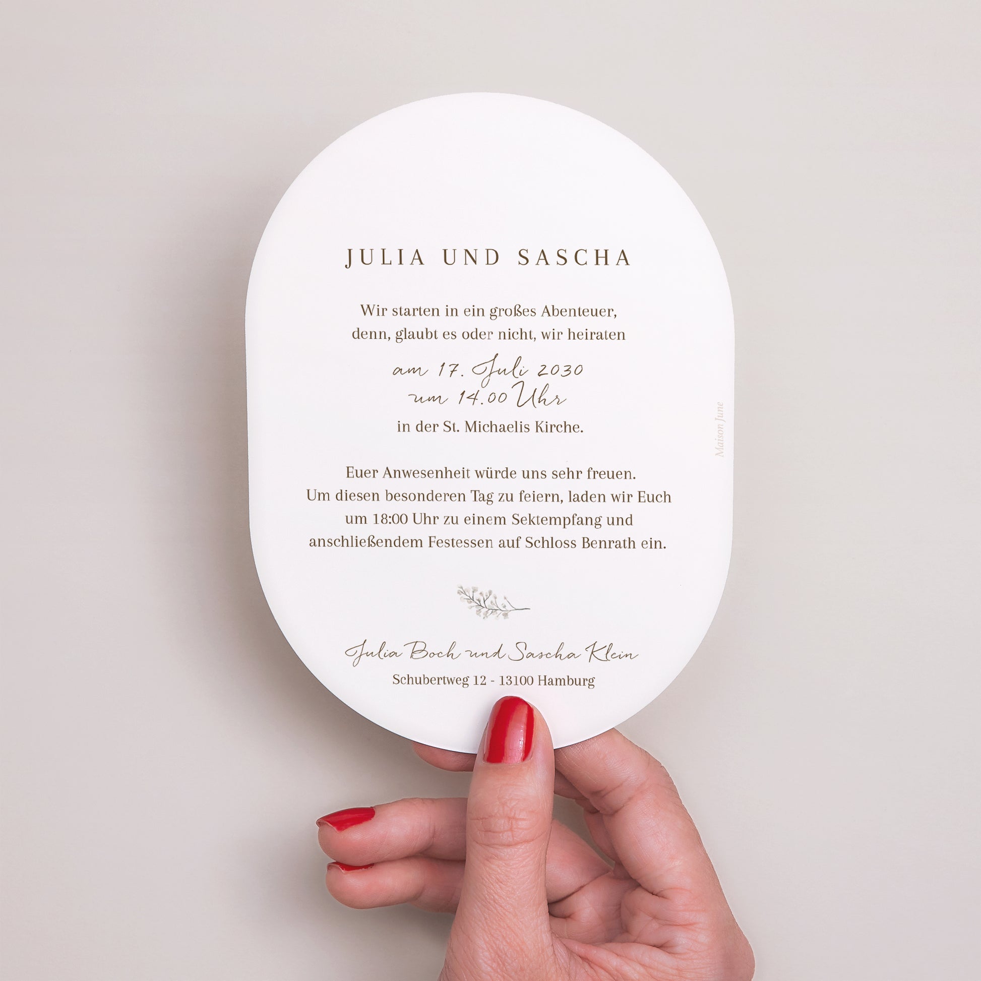 Hochzeitseinladung oval Bohemian Floral foto N° 3