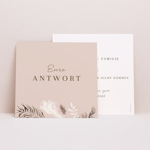 Antwortkarte Hochzeit Quadrat Bohemian Floral foto