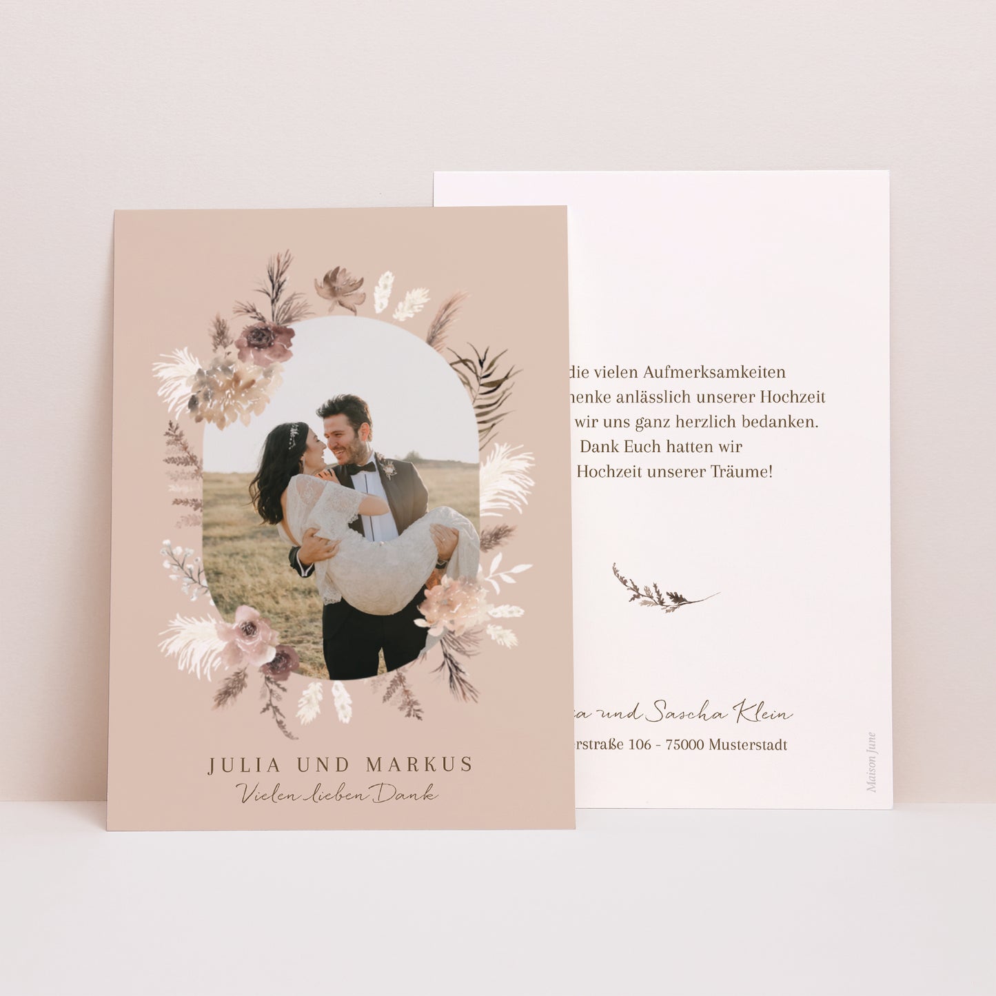 Dankeskarte Hochzeit Bohemian Floral foto N° 1