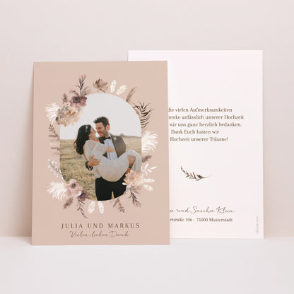 Dankeskarte Hochzeit Bohemian Floral foto N° 1