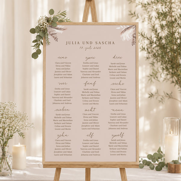 Sitzplan Hochzeit Porträt Bohemian Floral foto