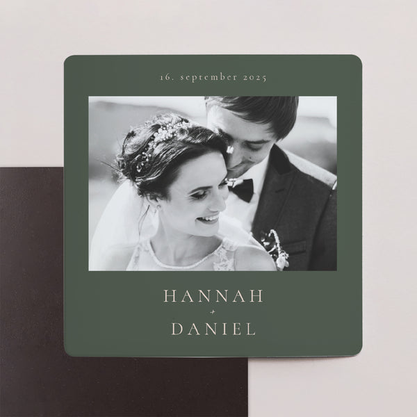Save the date Karte Hochzeit Satz von 9, magnetisch. Die Vereinigung des Olivenbaums foto