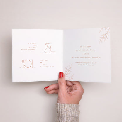 Hochzeitseinladung Doppelflügiges Quadrat Vegetal Koralle foto N° 2