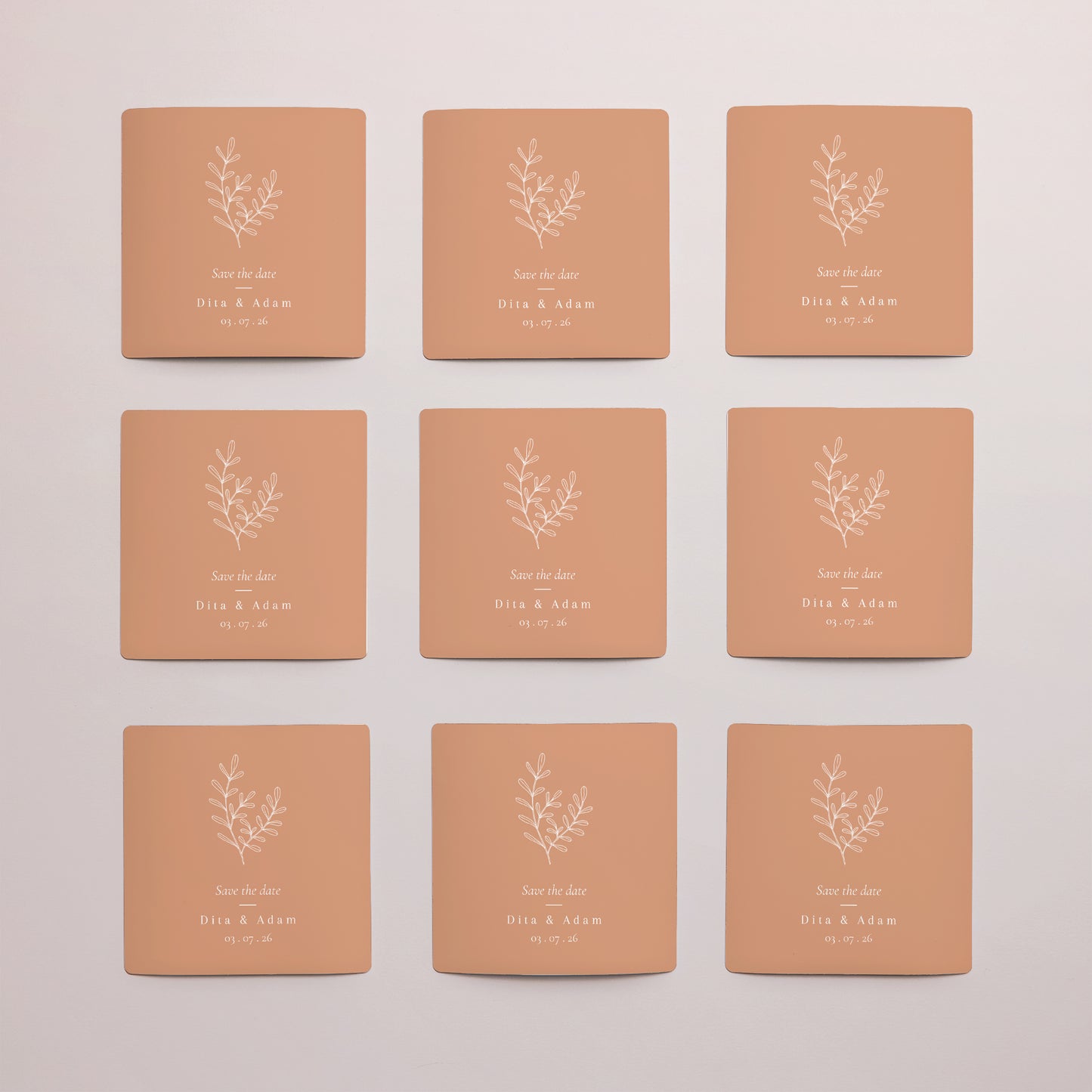 Save the date Karte Hochzeit Satz von 9, magnetisch. Vegetal Koralle foto N° 3