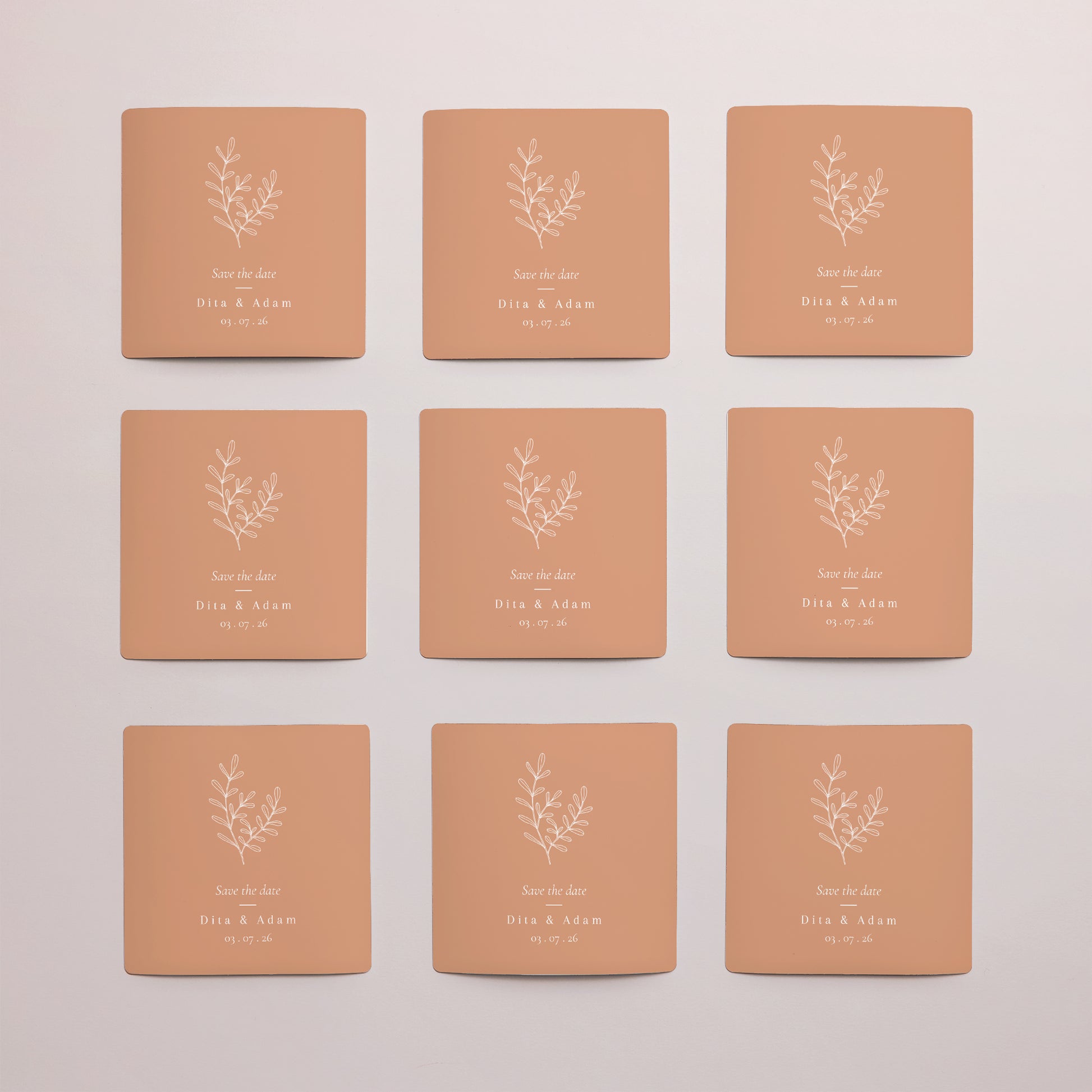 Save the date Karte Hochzeit Satz von 9, magnetisch. Vegetal Koralle foto N° 3