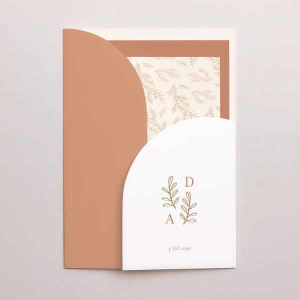 Hochzeitseinladung Hülle für 2 Karten Vegetal Koralle foto