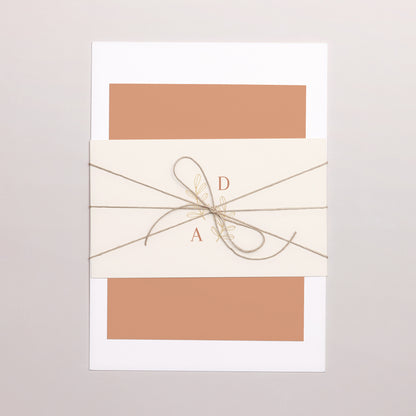 Hochzeitseinladung 3 Karten, Band Vegetal Koralle foto N° 1