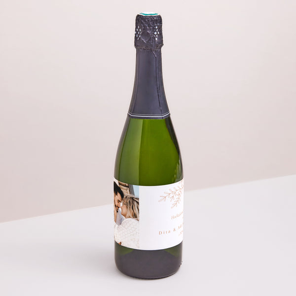 Flaschenetikett Hochzeit Landschaft Vegetal Koralle foto
