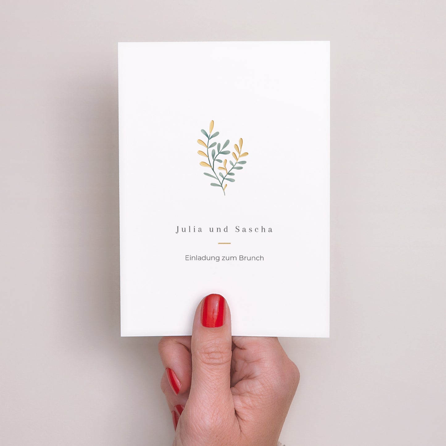 Einladungskarte Hochzeit Porträt Süßes Gold foto N° 2