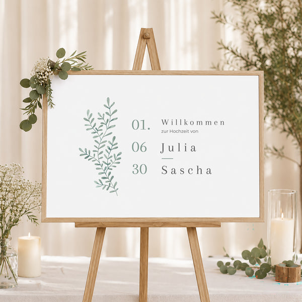 Begrüßungstafel Hochzeit Landschaft 90 x 60 cm Süßes Gold foto