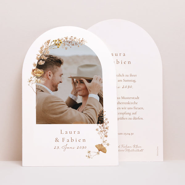 Hochzeitseinladung Arche ländlich creme schick foto