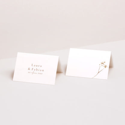 Tischkarten Hochzeit Quer ländlich creme schick foto N° 1