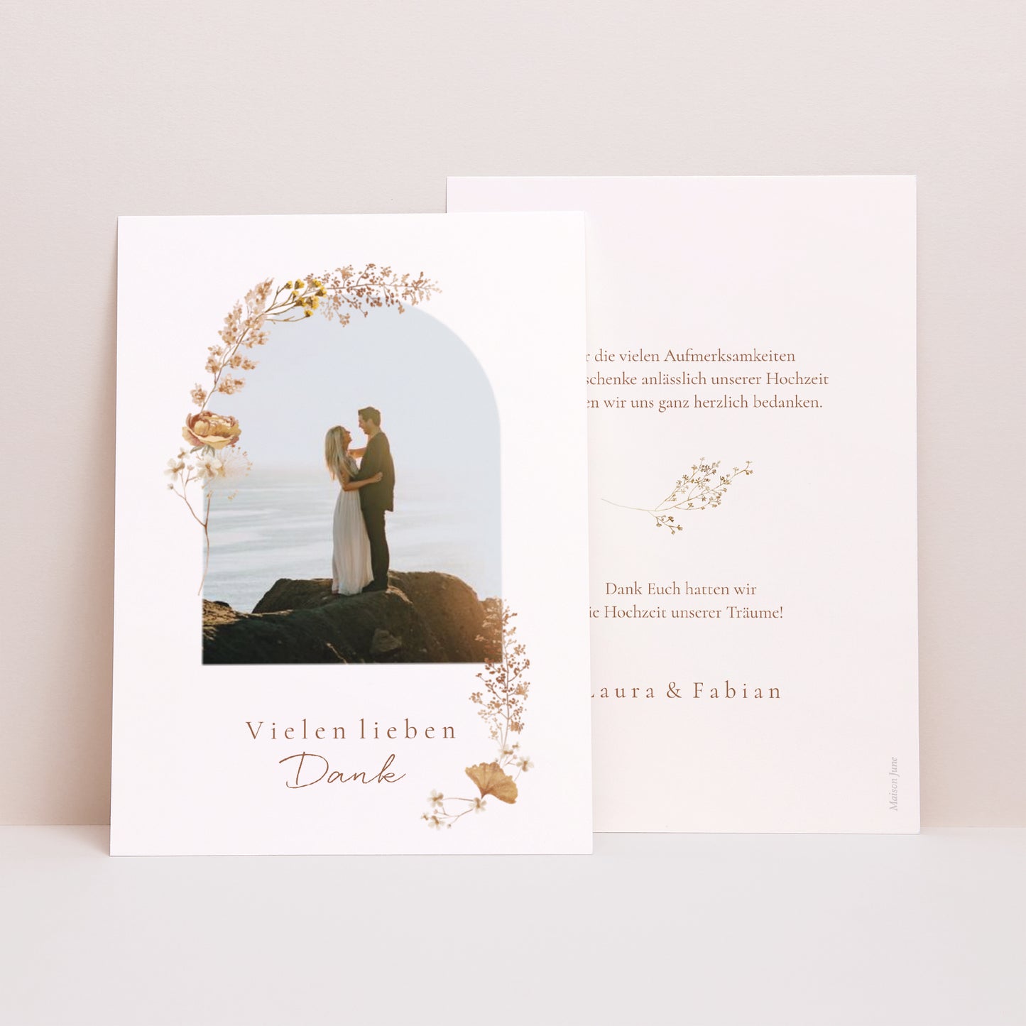 Dankeskarte Hochzeit ländlich creme schick foto N° 1