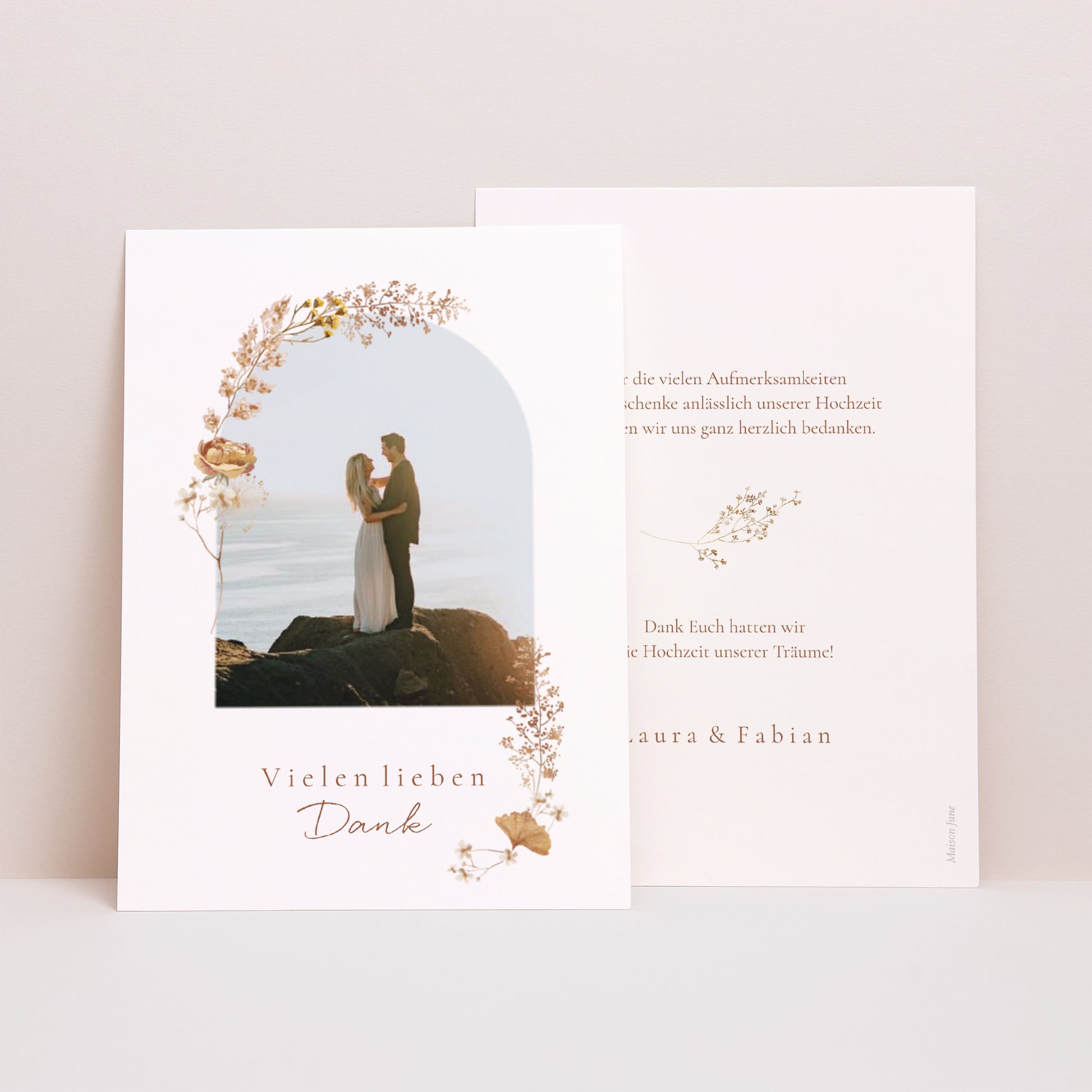 Dankeskarte Hochzeit ländlich creme schick foto N° 1