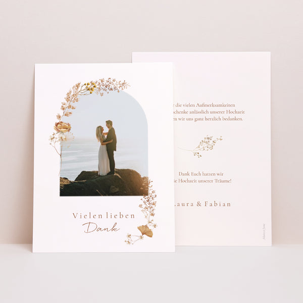 Dankeskarte Hochzeit ländlich creme schick foto